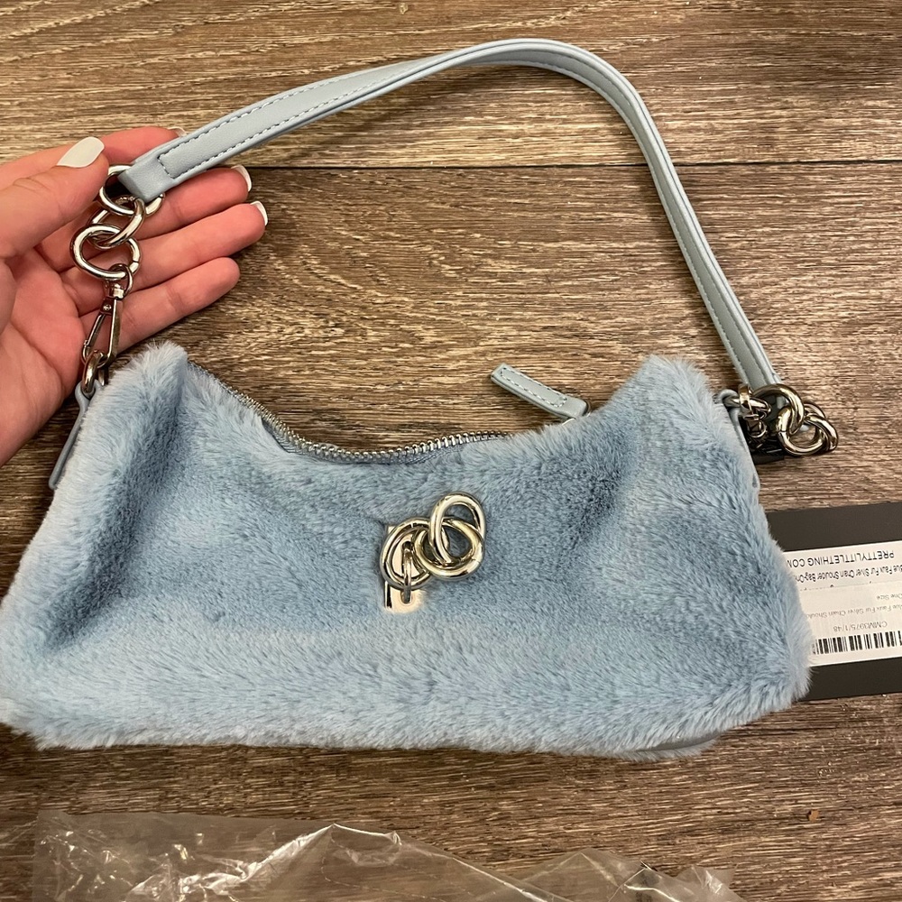 Pretty little thing blue purse with silver chain